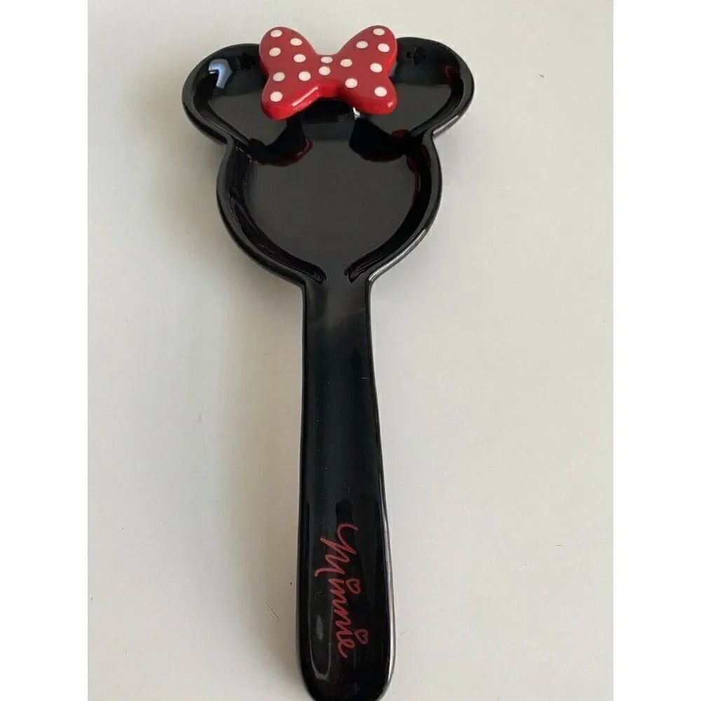 Disney Kitchen Minnie‎ Mouse Figure Spoon Rest  Ceramic Red Black Bow New